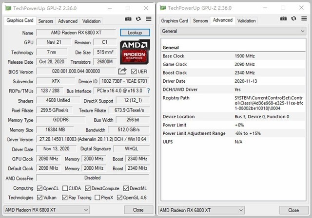 amd yes!非公版讯景6800xt 16g海外版全面测评