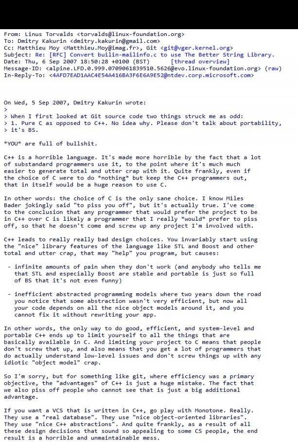 公司技术沙龙讨论C VS C++背后的邮件纷争？