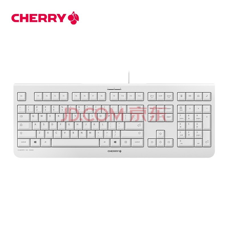樱桃（CHERRY）KC1000有线键盘轻音办公商务家用键盘 白色