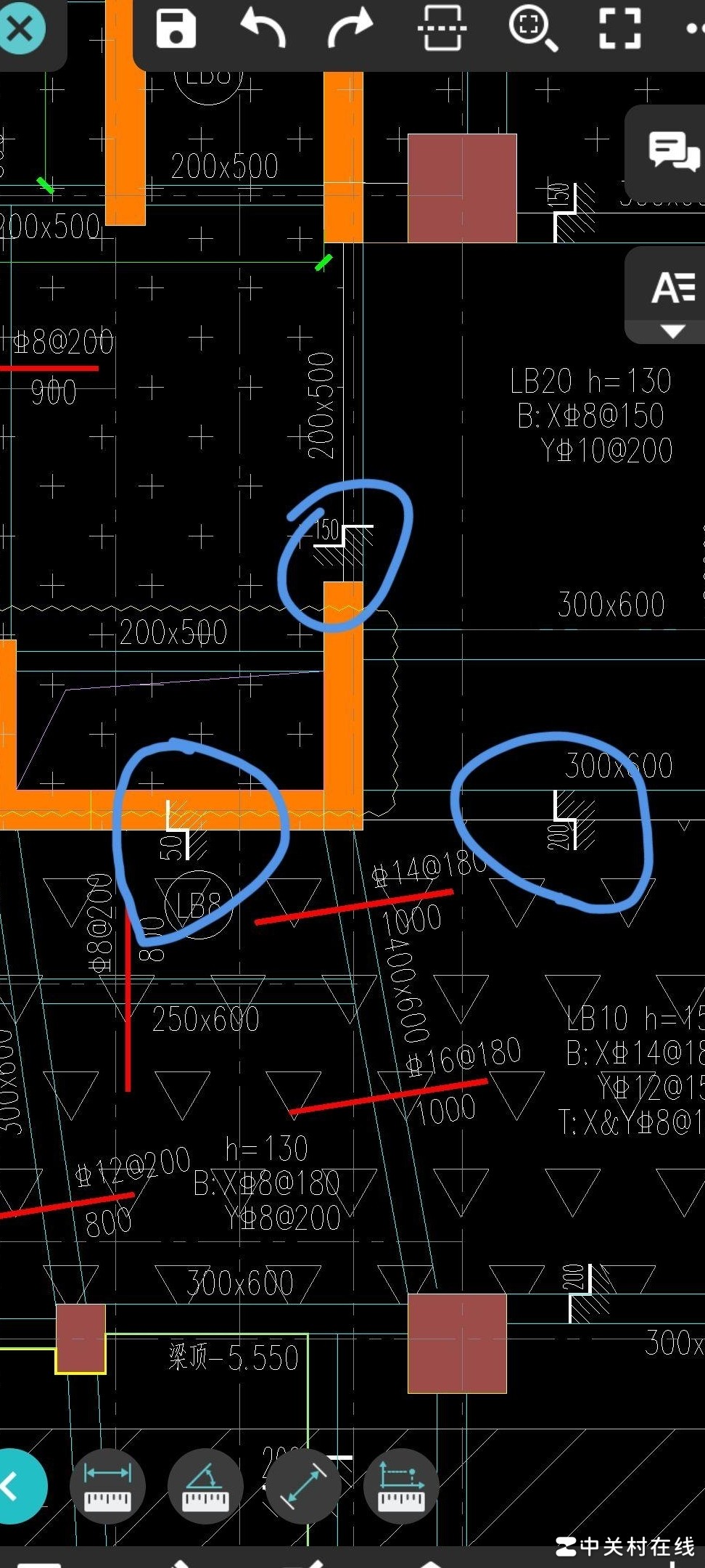梁上折线阴影数字含义