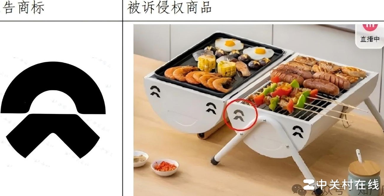 烧烤炉仿蔚来车标被判侵权