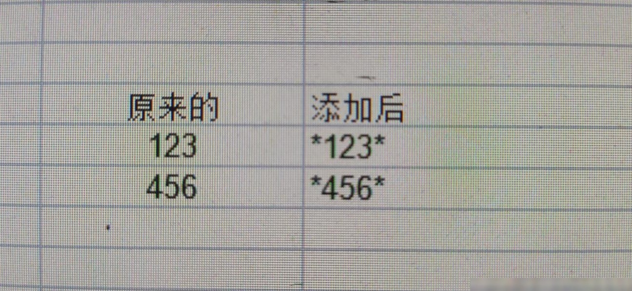 Excel批量加星号技巧