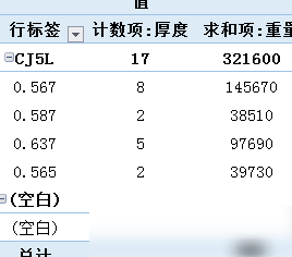 Excel合并同卷厚度并求和