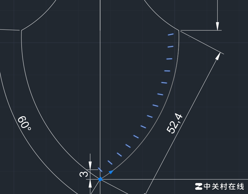 CAD弧线斩位绘制方法