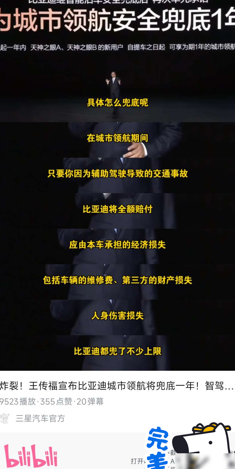 比亚迪智驾事故全额赔付