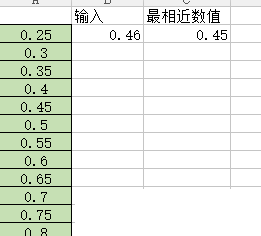 Excel查找最接近数值