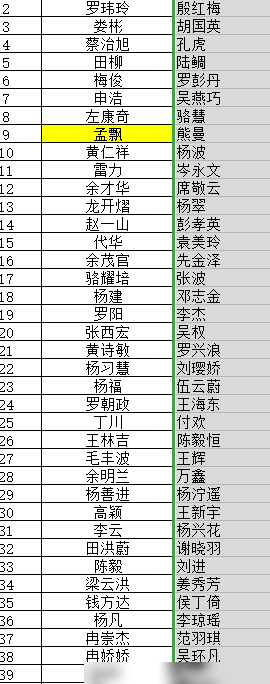 批量查找姓名是否存在于另一列