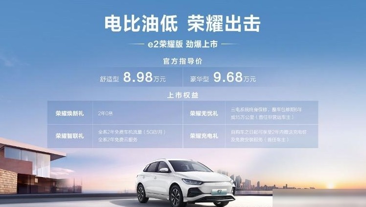 比亚迪e2荣耀版上市