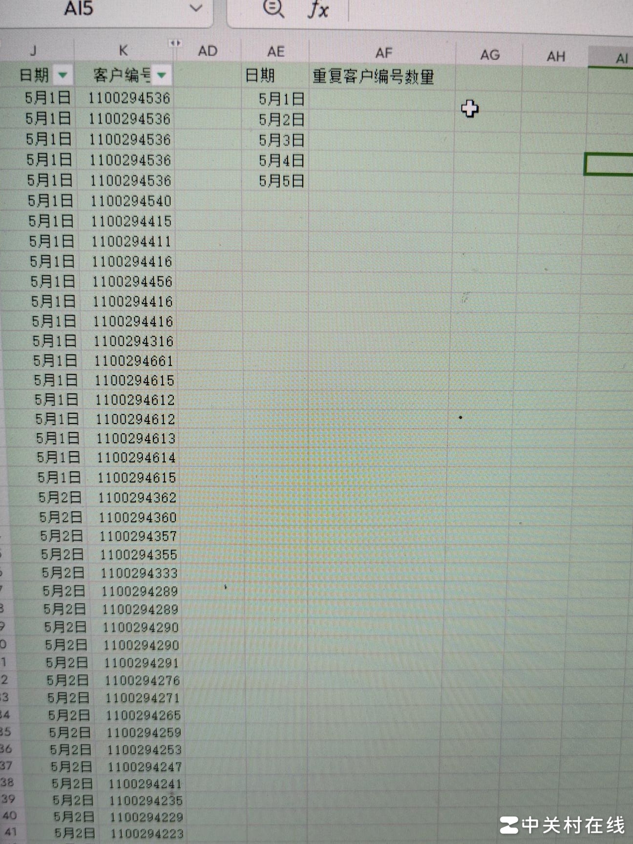 当天重复数据统计方法