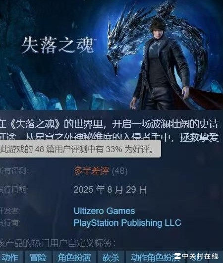 失落之魂发售遇冷，好评仅33%