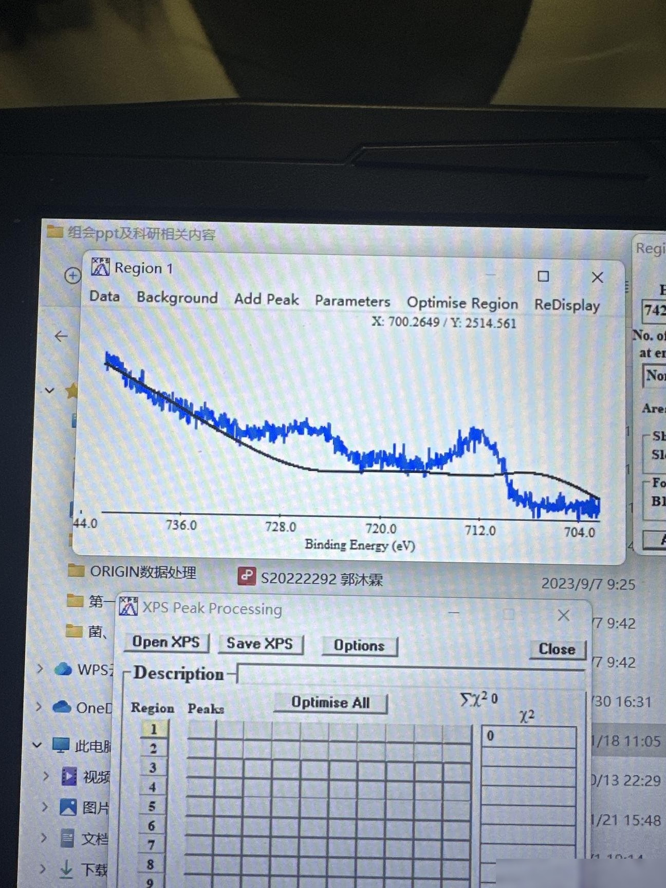 XPS Fe2p谱基线隆起原因