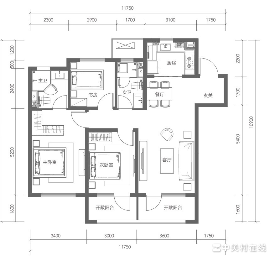 120㎡三房Mesh点位推荐
