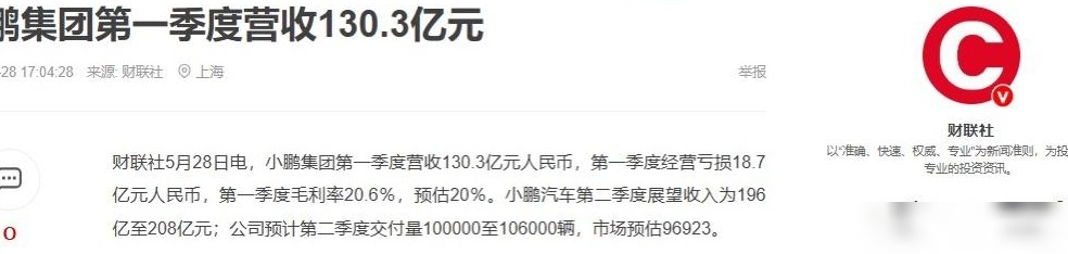 小鹏Q1亏损18.7亿引关注