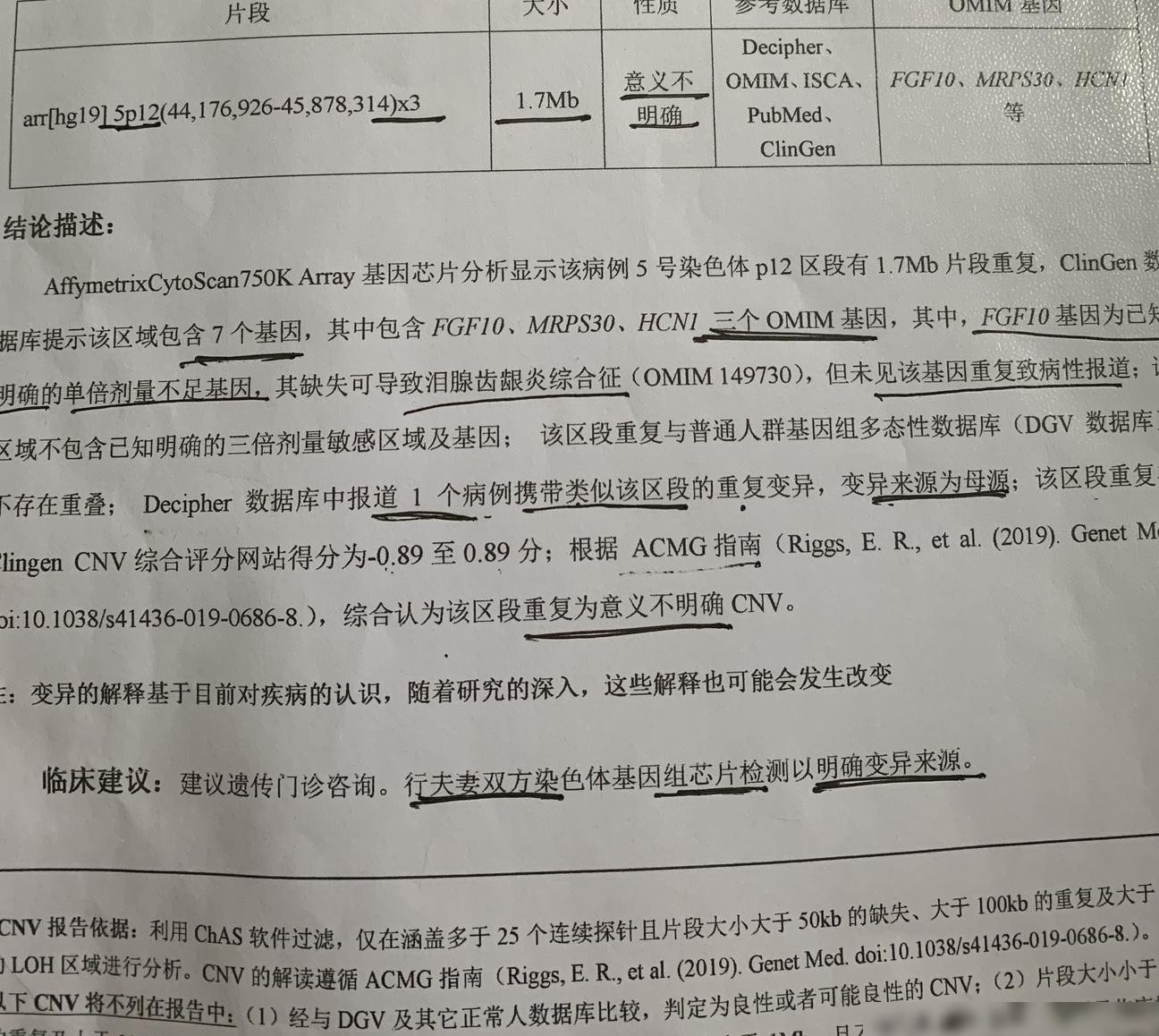 5号染色体p12重复临床意义未明