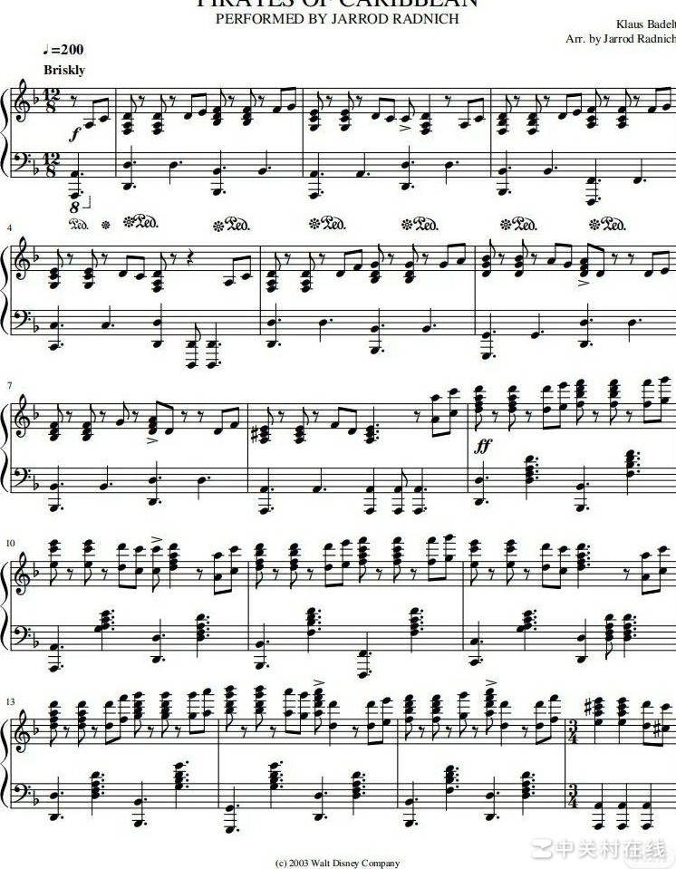 加勒比海盗钢琴谱难度对比