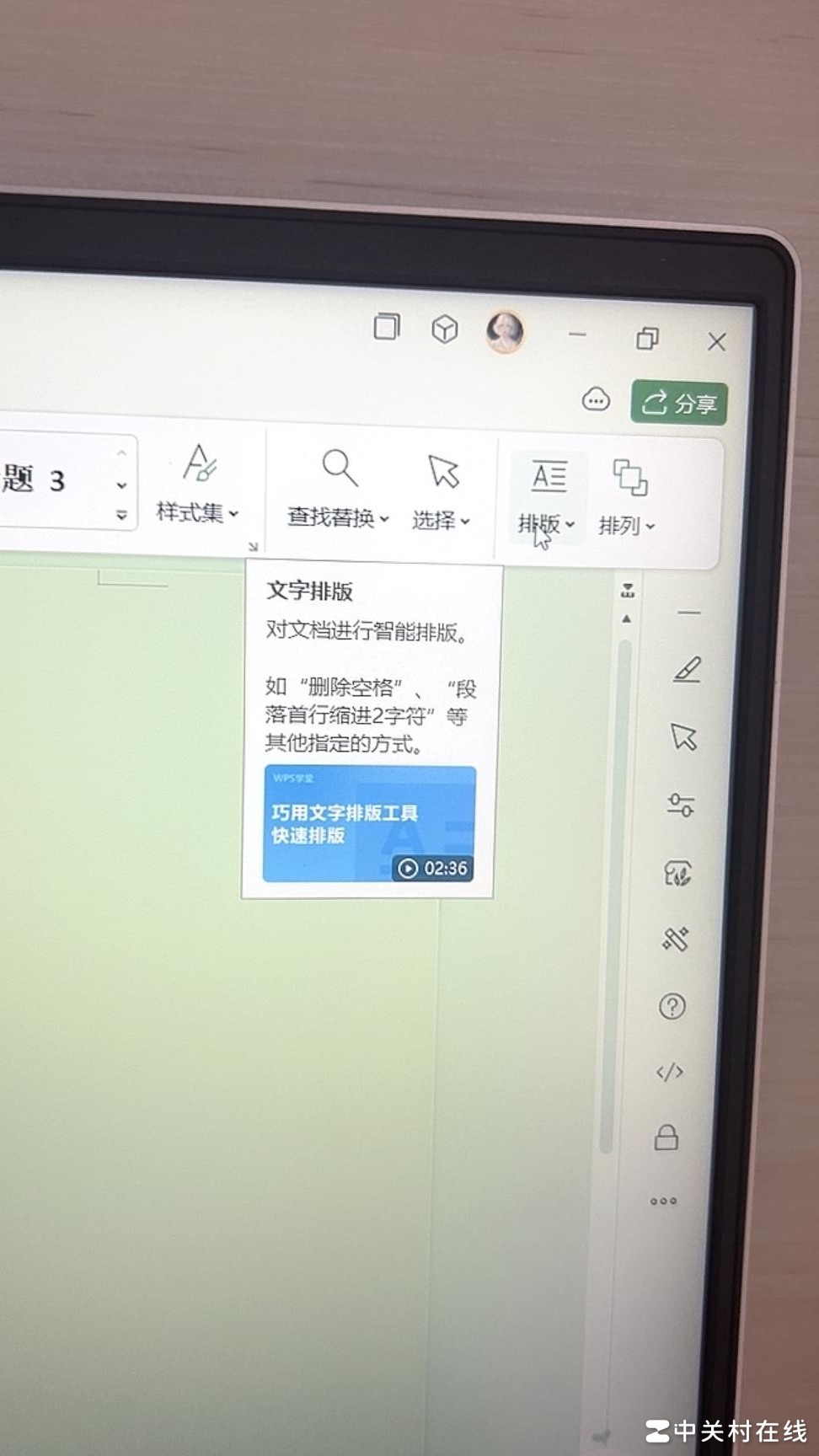WPS文档无文字排版功能？