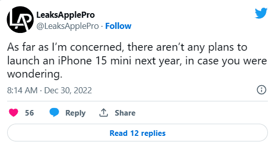 小屏党哭晕在厕所！曝苹果没有计划在2023年重新推出iPhone 15 mini