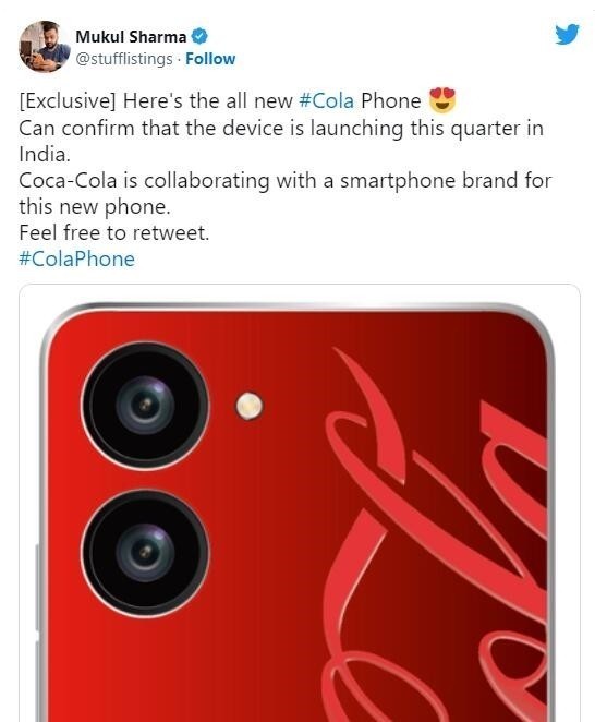 realme将推出可口可乐手机：背壳印有CocaCola Logo