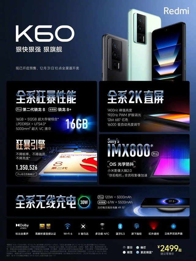 Redmi K60正式发布 2499元起售