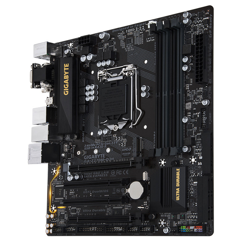 技嘉z270m-d3h m-atx电脑游戏主板支持i7 7700k正品